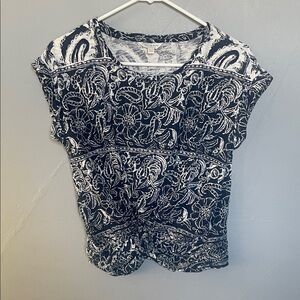 Lucky Brand XS twist front paisley slub t shirt boho girly normcore preppy